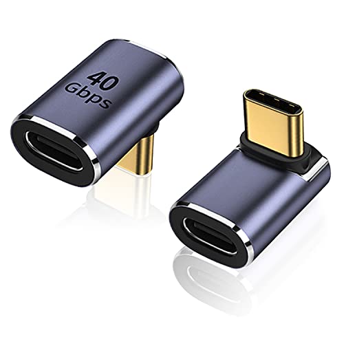 AreMe 90 Degree USB-C Male to Female Adapter 2 Pack, Metallic Purple | Right Angle 100W Type-C Adapter Extender for Steam Deck, ROG Ally, Switch, Laptop, Tablet and Phone - color: Metallic Purple