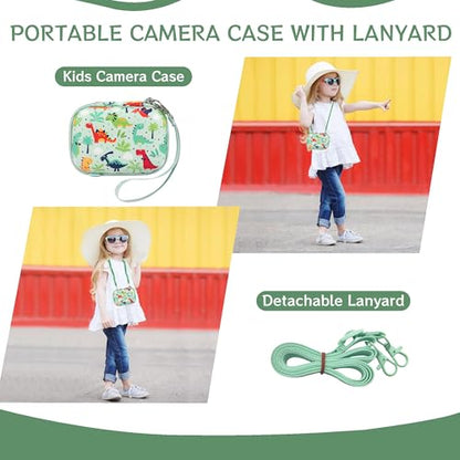 Leayjeen Kids Camera Case for Goopow/Mgaolo Kids Camera-Green dinosaur | Fits CIMELR/Seckton/OZMI Kids Toy Cameras and Children Digital Camera,Shockproof Water-Resistant Hard EVA Shell(Case Only) - color: Green Dinosaur