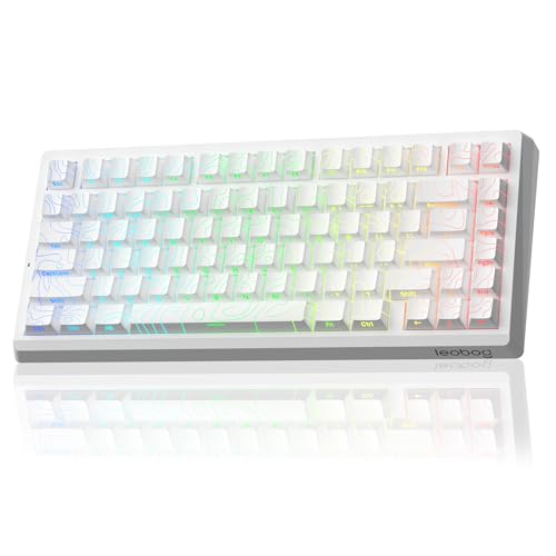 LEOBOG A80 RT Ultra HE Wireless Mechanical Gaming Keyboard 75%, Tri-Mode Hall Effect Rapid Trigger Magnetic Switch Keyboard with 0.01mm Adjustable RT, Hot Swappable RGB Backlit Keyboards for PC Gamers - color: White&Line, size: A80-Wireless