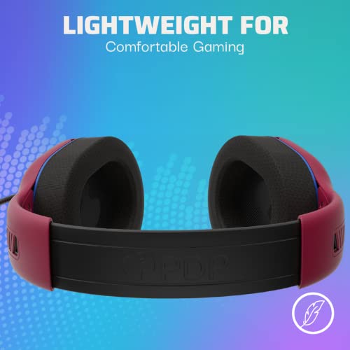PDP AIRLITE Pro Wireless Stereo Gaming Headset, Officially Licensed by Sony PlayStation 5, PS5/PS4/PS3/PC, Lightweight Durable 40 Foot Connection, Noise-canceling Flip-to-Mute Mic, Cosmic Red - color: Red, style: Wireless