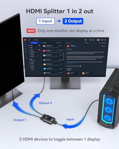 HDMI Switch 4k@60hz Splitter, GANA Aluminum Bidirectional HDMI Switcher 2 in 1 Out, Manual HDMI Hub Supports HD Compatible with Xbox PS5/4/3 Blu-Ray Player Fire Stick Roku (Black with 3.9Ft Cable) - color: Black with 3.9Ft Cable
