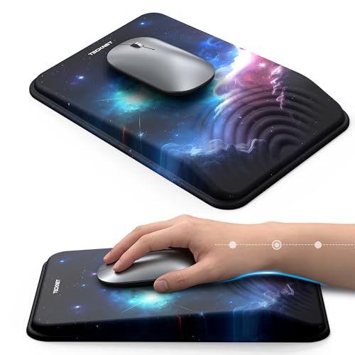 Ergonomic Mouse Pad with Wrist Rest, Mousepad with Wrist Support with Built-in Memory Foam and Ergonomic Slope Design Relieves Carpal Tunnel Syndrome Pain，Desk Computer Office Gaming Mouse Pads - color: Universe