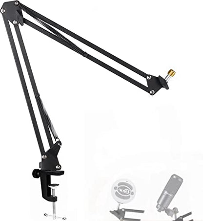 Snowball Mic Boom Arm - Heavy Duty Mic Boom Arm Desk Mount Adjustable Suspension Mic Stand Compatible with Audio-Technica AT2020,AT2020USB+, AT2035, ATR2500-USB, ATR2100-USB,Blue Snowball Microphone