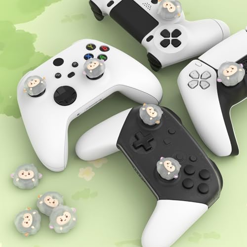 PlayVital Cute Thumb Grip Caps for ps5/ps5 Edge Controller, Joystick Caps for Switch 2 Pro/Switch Pro Controller, Thumbstick Cover for Xbox Series X/S, Elite Series 2, Xbox One - Fuzzy Sheep - color: Fuzzy Sheep
