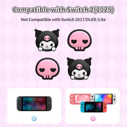 Kuitmor Thumb Grip Caps Compatible with Nintendo Switch 2, Silicone Joystick Grip Caps for Switch 2025, 4pcs, KLM Style, Black & Purple - color: Kuromi(Black & Purple)