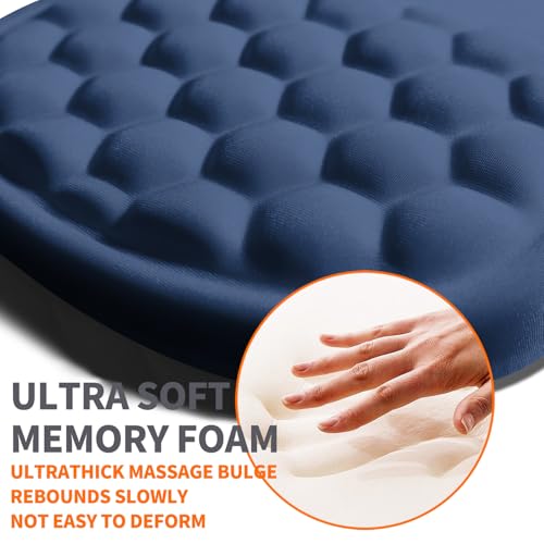 Ergonomic Joint Wrist Support Mouse Pad with Memory Foam Cushion Massage Bump, Carpal Tunnel Pain Relief Mousepad Slope Design for Wrist Rest, 11.8x7.9 in, Dark Steel Blue - color: Dark Steel Blue