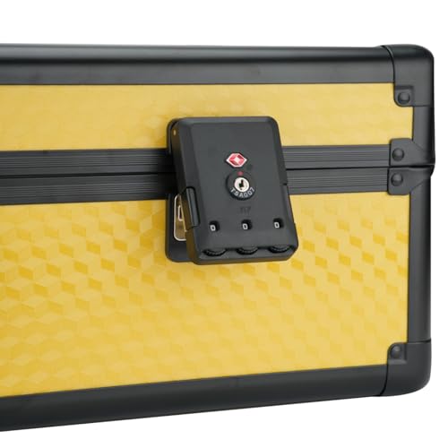 6 Row 250+ TSA Combination Lock Trading Deck Cases Graded Card Case Psa Graded Card Storage Box Psa Slab Case (Hexagonal prism, YELLOW) - color: YELLOW