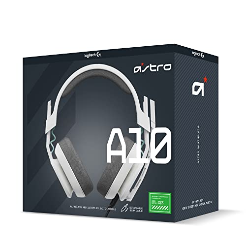 Logitech G Astro A10 Gen 2 Cross-Platform Wired Gaming Headset - White/Xbox | 3.5mm Headphone Jack, 32mm Drivers, Flip-to-Mute Mic, Over-Ear Cup Design - color: White/Xbox Edition