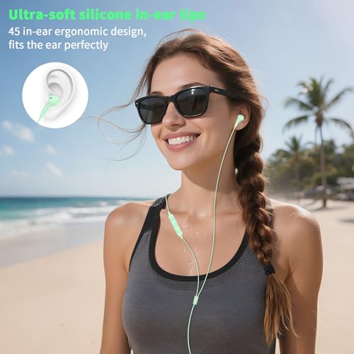 USB Earbuds with Microphone for PC Laptop,Wired USBA Headset with Mic in Ear Buds Noise Isolating Light Laptop Earphones Headphones for Dell HP Surface Computer Office Zoom Work Gaming School,Green - color: Green