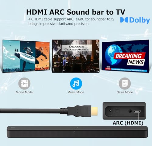 6.6FT HDMI Cable 5-Pack, Shielded 4K HDMI 2.0 Cord, Gold-Plated,3D HDR ARC | HDMI Cable Pack 120Hz &CL3 Rated, HDCP 2.2, | for Docking Station, PC,Monitor, Switch, Splitter, PS5, PS4, Xbox, TV, Soundbar - size: 6.6 ft