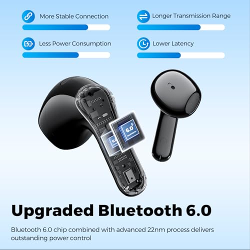 SoundPEATS Air6 HS Wireless Earbuds, Bluetooth 6.0, LDAC Hi-Res Audio for HiFi Sound, 13mm Dynamic Driver, Total 45H, Quick Charging, IPX5 Resistant, Comfortable Fit, ENC Noise Canceling, Support App - color: Black