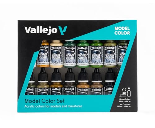 Vallejo - Allied Forces WWII Acrylic Paint Set | Model Color | High Pigmentation Colors | Realistic and Historical Finishes for Model Kits & Scale Figures | 16 Bottles x 18 ml. (0.60 fl.oz) - style: Allied Forces WWII