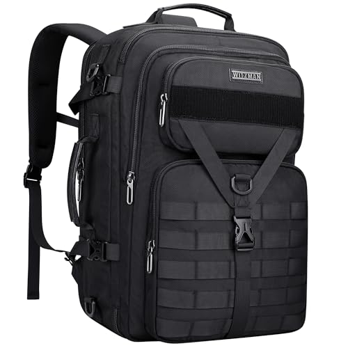 WITZMAN Travel Backpack for Men 45L Convertible Bag Fits 17" Laptop | Large Nylon Carry on Luggage Bag, 3 in 1 Laptop Backpack Airline Approved, For Weekend Getaway, Overnight Trip, B688 Black - color: Black
