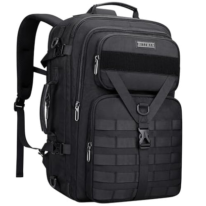 WITZMAN Travel Backpack for Men 45L Convertible Bag Fits 17" Laptop | Large Nylon Carry on Luggage Bag, 3 in 1 Laptop Backpack Airline Approved, For Weekend Getaway, Overnight Trip, B688 Black - color: Black