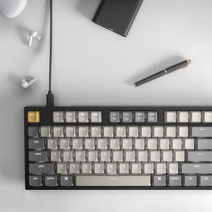 Keychron C1 Pro Wired Custom Mechanical Keyboard, TKL Layout QMK/VIA Programmable OEM Profile Double-Shot PBT Keycaps White LED Backlight with K Pro Red Switch for Mac Windows Linux - color: K Pro Red Switch