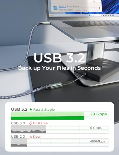 AINOPE USB C Extension Cable 6.6FT/20Gbps/240W/4K@60Hz USBC Extension Cable | 20Gbps/240W Fast Charging & Sync 4K@60Hz USB 3.2 Male to Female Cable for PSVR2, Hub, MacBook, Magsafe Charger, iPhone - color: Grey, size: 6.6FT