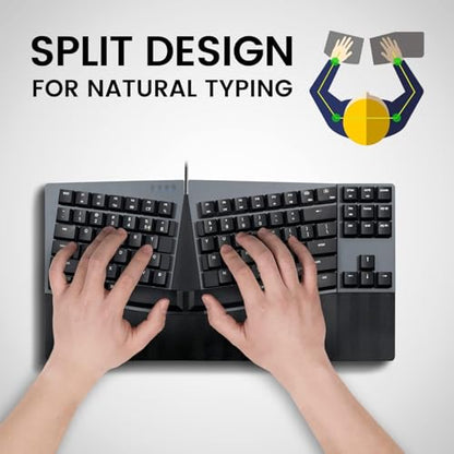 Perixx PERIBOARD-335BR Wired Ergonomic Mechanical Compact Keyboard - Low-Profile Brown Tactile Switches - Programmable Feature with Macro Keys - Compatible with Windows and Mac OS X - US English - style: Wired Tactile