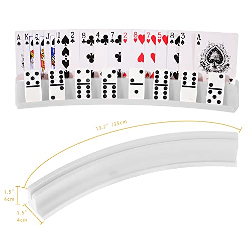 (Set of 4) Playing Card Holder for Kids Seniors, Domino Holder, Plastic Hands Free Cards Holders for Canasta, Poker Parties, Dominoes (White) - color: White