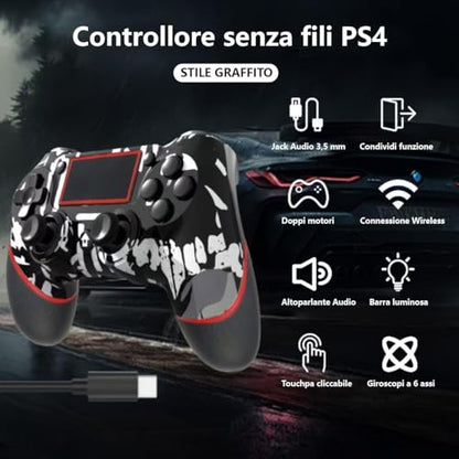 SZYUYU Wireless Controller for Ps4 Romote Compatible with Ps4/Slim/Pro/Windows PC, Controller for Ps4 with 3.5mm Audio Jack, Touch Pad,Six Axis Motion Control, Charging Cable (Black Skull) - color: Black Skull