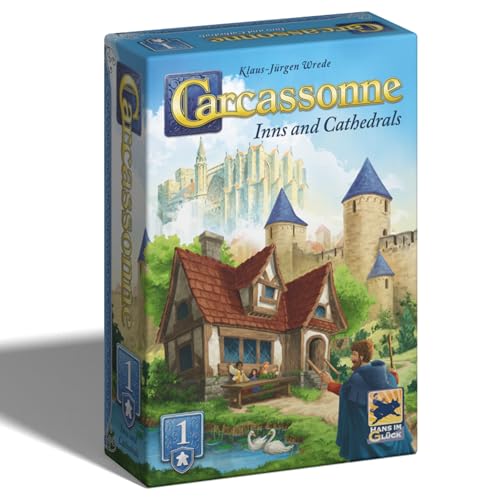 Carcassonne Inns & Cathedrals Board Game Expansion | Add Strategic Depth with New Land Tiles, Large Meeples & Pink Follower Set, Kids & Adults, Ages 8+, 2-6 Players, 45 Mins