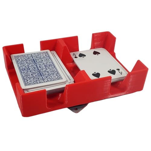 Revolving Two Deck Playing Card Tray for 1-2 Decks: Made in USA (Red) | Rotates 360°, Plastic, Holds up to 2 decks, Includes swivel turn table base, for Canasta, Rummy, UNO, Newt's Playing Cards - color: Red, size: 2 Deck