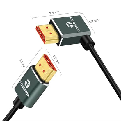 Thsucords Ultra Thin 8K HDMI 2.1 90 Degree Left Angle Cable 6.6FT, Flexible Slim High Speed Cord Support 4K@120Hz 8K@60Hz Compatible with Roku TV/HDTV/PS5/Blu-ray - size: 6.6FT, style: 90 Degree Left Angle