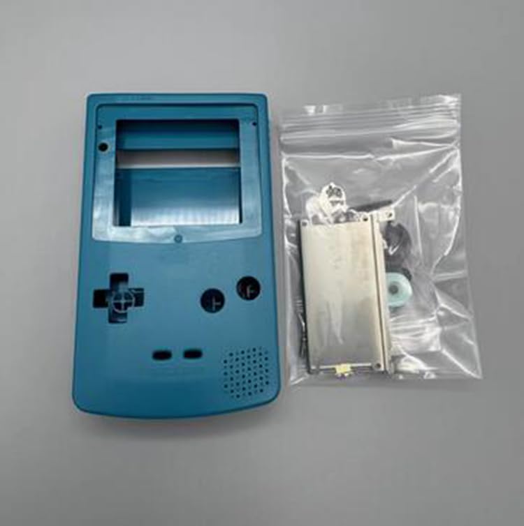 IPS Housing Shell Cover with Buttons Conuctive Pads Screws for Gameboy Color GBC Console (Cyan) - color: Cyan