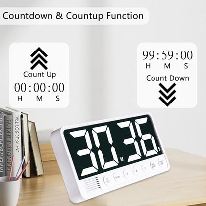 Digital Kitchen Timer - 7.1” Extra Large Display LED Magnetic Rechargeable Countdown/Up Timer, with 6 Alarms 4 Levels Volume Memory Function for Cooking, Classroom, Office, Home Gym (White) - color: White