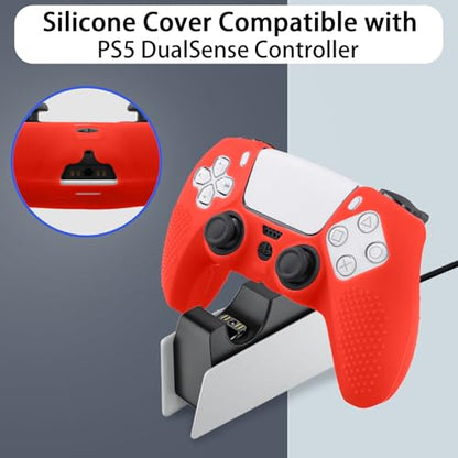 Baval Silicone Cover for Playstation 5 PS5 DualSense Wireless Controller | Scratch-resistant, Easy install, Silicone Construction, Portable Carrying Silicone Cover, Red Silicone Cover - color: Red Silicone Cover
