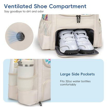 KAVIGOR Baseball Bag for Youth | Softball Backpack 50L Large Capacity with Shoe Compartment and 4 Bat Holders | Nova Flare Series - color: Beige