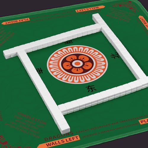 Mahjong Mat 32.4” x 32.4”, 3mm Thick Non-Slip Rubber Back Mahjong Table Mat, Noise Reduction Waterproof Mahjong Game Mat for Table, Mahjong Tile Mat for Cards, Dominoes & Board Games - color: Green