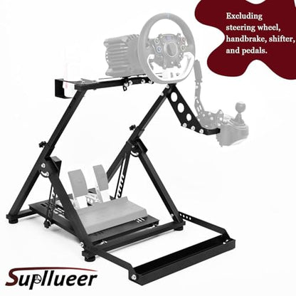 Supllueer Foldable Racing Wheel Stand with Seat Slot Fit for Logitech G29 G920 G923,for Thrustmaster T248 T300RS T300 T500,for Fanatec,Adjustable Steering Wheel Stand, No Shifter Handbrake Wheel pedal