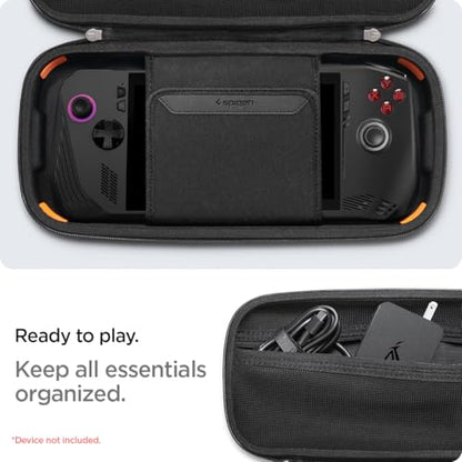 Spigen Rugged Armor Pro Hard Shell Carrying Case | ROG Xbox Ally X, Nintendo Switch 2, MSI Claw 7 AI+, ASUS ROG Ally, Accessory Pockets, Charger Storage - Black - color: Black