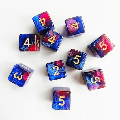 10 Pieces Polyhedral D6 Dice Set, 6 Sided Dice 16mm Square Edge Dice for RPG MTG DND Table Games (Red Blue) - color: Red Blue