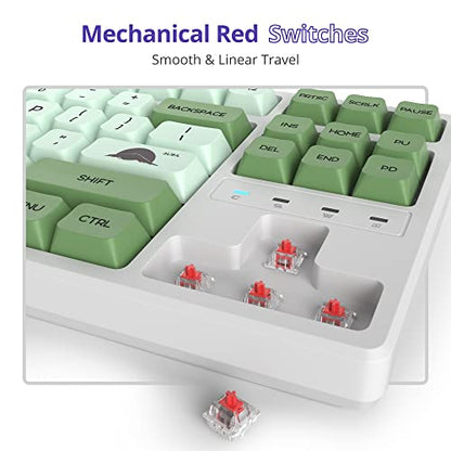 Fogruaden 75% Mechanical Keyboard with Red Switch, RGB Backlit Gaming Keyboard, 87 Keys Compact TKL Wired Keyboard for Win/Mac Laptop PC Gamer - Matcha - color: Green Matcha/Red Switch