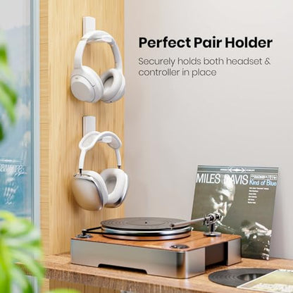 Sticky Headphone Stand Controller Holder - EURPMASK 2 Pack Upgraded Adhesive Headset Hook, Headphone Holder for Desk with Soft Rubber Pads, Gaming Accessory Controller Headset Stand, Pearl White - color: Pearl White_2PCS