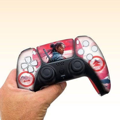 Ghost of Tshushiima Custom PS-5 Controller Wireless compatible with Play-Station 5 Console by BCB Controllers | Proudly Customized in USA with Permanent HYDRO-DIP Print(NOT JUST A SKIN)(MODDED) - color: Ghost of Tshushiima, size: Modded - Front & Back Pri