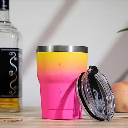 BJPKPK 10 oz Mini Tumbler with Lid, Straw & Handle, Insulated Steel Cup | Small, Spill Proof, Leak Proof, Thermal, Double Wall Vacuum, Sweatproof, Dishwasher Safe, BPA Free, Pink & Yellow Rose - color: A-Pink & Yellow Rose, size: 10 Ounces