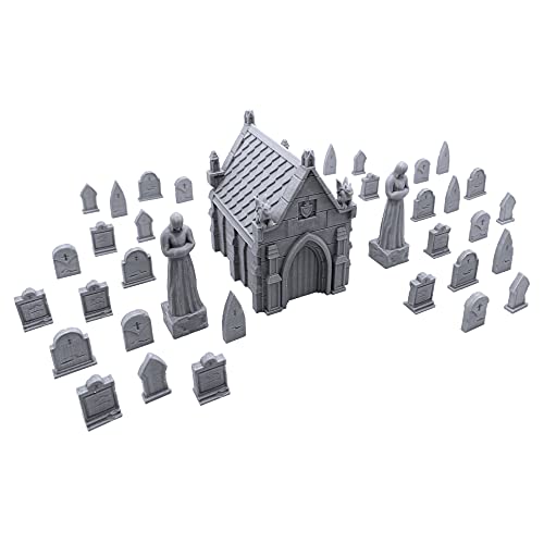 EnderToys Mausoleum Graveyard Scene - DND Terrain Scenery for Tabletop 28mm Miniatures Wargame