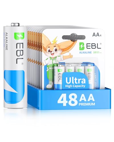 EBL AA Batteries 48 Pack Alkaline Double A Batteries Ultra Long-Lasting | 12-Year Shelf Life, Leakproof Design 1.5V AA Battery for Household and Office Devices - size: AA 48 Count (Pack of 1)