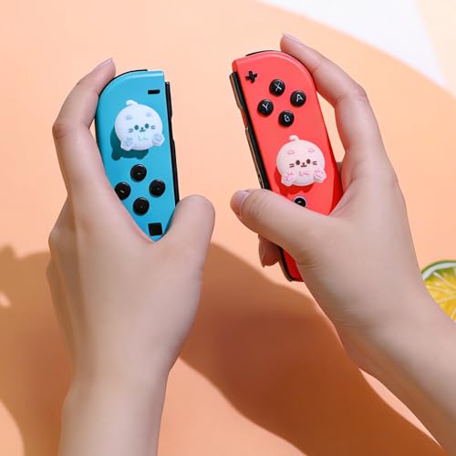 Switch Thumb Grips Caps, 4 PCS Cute Kawaii Kitty 3D Silicone Analog Thumbstick Button Cover Compatible with Nintendo Switch Lite/OLED Joystick Caps, 4 Color Cat - color: 4 Color Cat