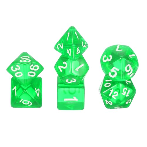 uxcell Polyhedral Dice Set, 7 Pcs Acrylic Dice for Role Playing Table Games Tabletop Gaming Accessories, Transparent Green - color: Transparent Green