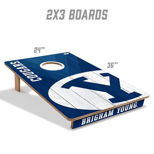 YouTheFan NCAA 2’ x 3’ Wood Cornhole Game with Logo Bags - color: BYU Cougars