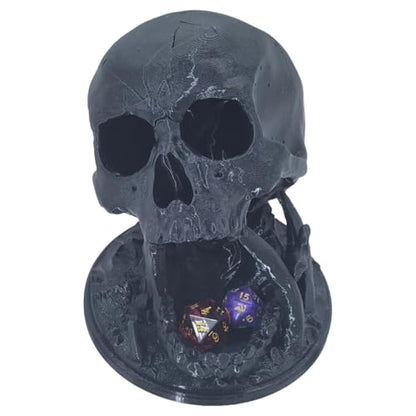 Skull Dice Tower Dungeons and Dragons 28mm D20 Miniature Wargaming RPG abletop Roleplaying Game Jail D&D (Random 7PCS D20 Dice Set Included) Black