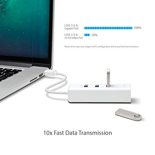 TP-Link USB 3.0 to Ethernet Adapter (UE330) - Portable 3-Port USB Hub with 1 Gigabit RJ45 Ethernet Port, Laptop Network Adapter, Supports Win 7/8/8.1/10, Mac OS X (10.6-10.14), Linux OS and Chrome OS - style: USB-A with 3-Ports