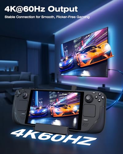 Steam Deck Dock, All-in-One Accessories Bundle for Steam Deck | 4K@60Hz Docking Station, 65W Fast Charger, USB C & HDMI Cable, Protective Case, Screen Protectors & Thumb Grips