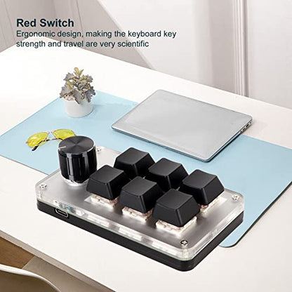 OSU Gaming Keyboard, Programming Mechanical Keyboard Red Switch One Handed Macro Keypad Shortcut Custom Function for Office DIY Gaming for Windows/Vista/Linux/macOS (6 Keys 1 Knob) - size: 6 Keys with 1 Knob