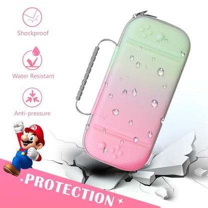 BOVKE Carrying Case for New 2025 Nintendo Switch 2, Switch 2 Protective Hard Travel Bag Holder with Extra Space for Joy-Con, Cables, Games Cartridges and Accessories, Fancy Pink Green - color: Fancy Pink Green