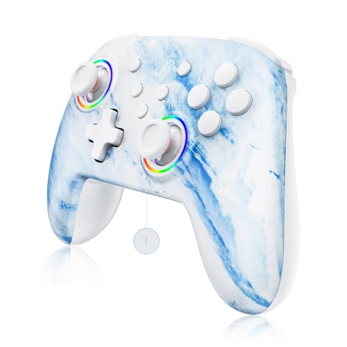 NexiGo Wireless Controller (No Deadzone) for Switch 2 and Switch, Extra Controllers for Nintendo Switch Controllers, Bluetooth Switch Controller, Turbo and LED Light (White & Blue) - color: Arctic Chiller, style: Regular