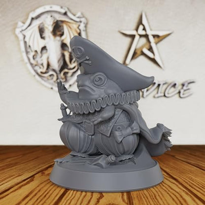 AUSPDICE Amphibious Swashbuckler, 28mm Pirate Captain, DND Miniatures-AS193 | Unpainted Billy Quacks Frog Fantasy Figure for RPG Adventures, Dungeons and Dragons, TTRPG, Tabletop Games and Role Playing